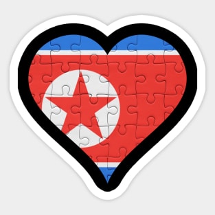 North Korean Jigsaw Puzzle Heart Design - Gift for North Korean With North Korea Roots Sticker